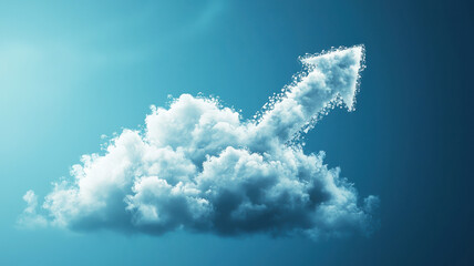 Cloud with upward arrow symbolizing growth and scalability in business