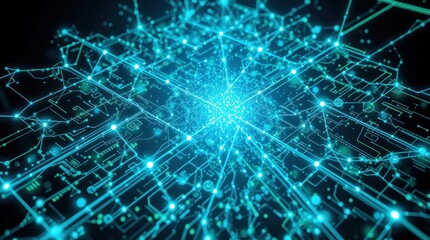 Obraz premium Abstract Glowing Circuit Board Design for Technology and Network Concepts