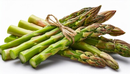 fresh asparagus shoots unpeeled cut out isolated transparent background