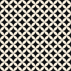 Seamless Geometric Circle Tile Pattern in Black and Cream – Retro-Inspired Modern Design for Wallpaper, Fabric, or Decor