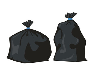 Big black plastic bags with wastes, plastic garbage bag