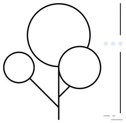 Abstract tree with three circular canopies and linear branches, minimal lines for balance. Ideal for nature, growth, simplicity, ecology, balance, design modernity. Flat simple metaphor