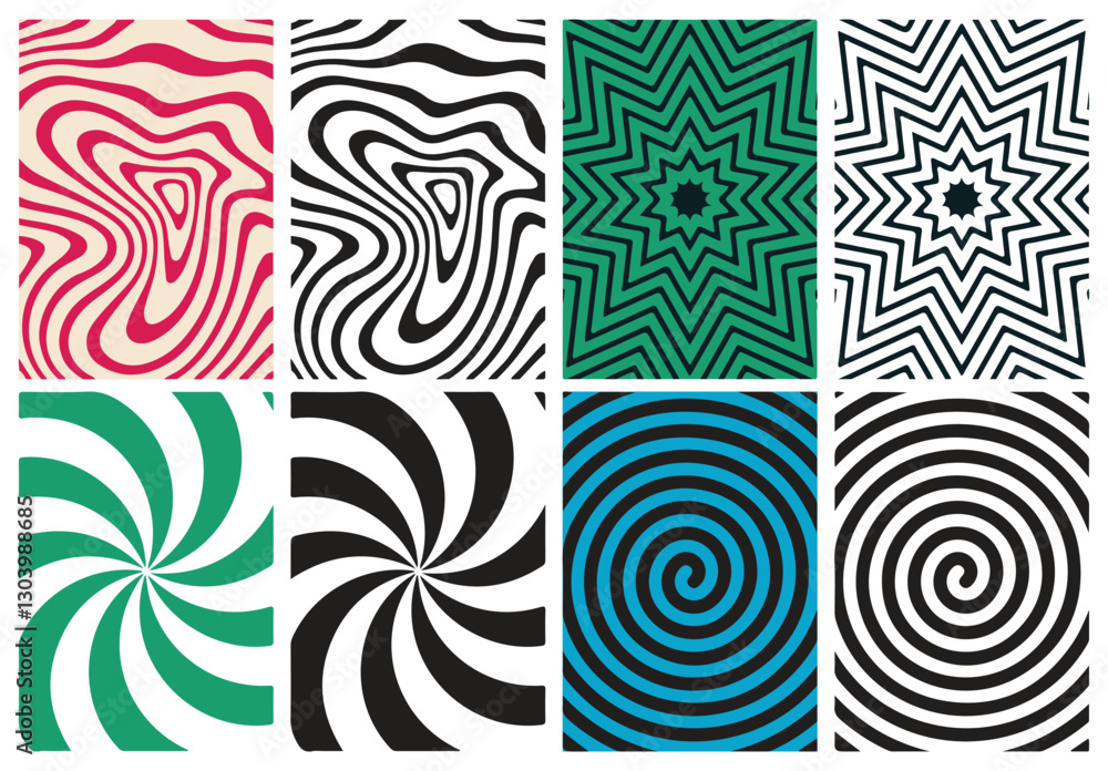 Poster psychedelic swirl carnival pattern. retro waves, swirl, twirl background. abstract groovy texture. s