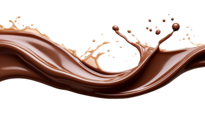 Melted chocolate splash on white background