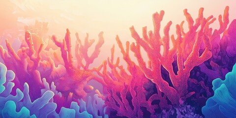 Obraz premium Vibrant colored coral reef abstract landscape underwater scene