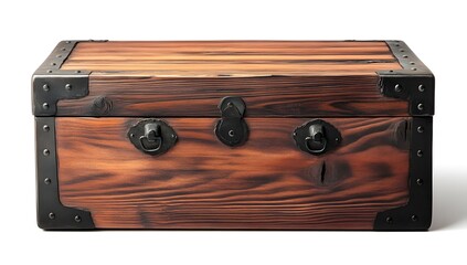 Wooden chest, isolated, antique, decorative