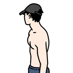 cartoon male body on white