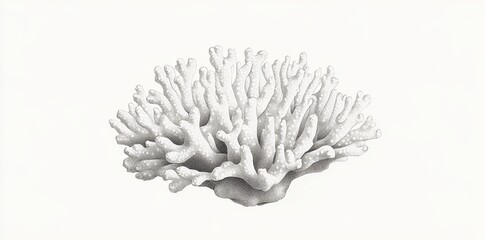 Detailed illustration of a white coral specimen on a blank background