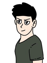 cartoon boy with a serious look