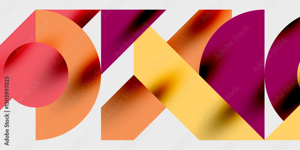 Aufkleber Modern abstract background featuring circles, lines, and triangles in a dynamic geometric composition. Perfect for stylish, tech, or creative-themed designs