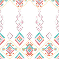 Navajo, native American patterns. Ethnic boho seamless pattern. Tribal pattern. Folk motif. Textile rapport. Retro style. Idea for wallpaper, wrapping, fabric, and rugs.