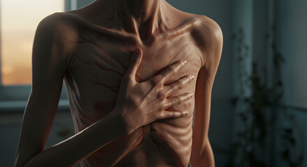 Close-up of a person with severe malnutrition.