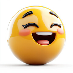 Fototapeta premium Happy emoji with closed eyes and big smile, expressing joy and laughter