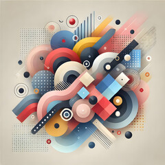 Obraz premium A modern abstract design with colorful geometric patterns and smooth textures, ideal for use in digital design or as a trendy wallpaper backdrop.