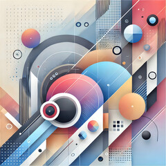 Obraz premium A modern abstract design with colorful geometric patterns and smooth textures, ideal for use in digital design or as a trendy wallpaper backdrop.