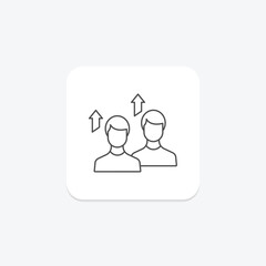 Team Growth thinline icon, vector, pixel perfect, illustrator file