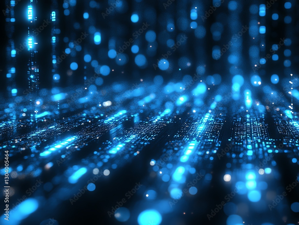 Poster data it technology security, encrypted data flow, digital lock symbols, cyber protection, hightech n