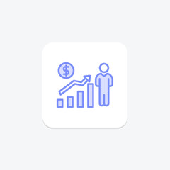 Obraz premium Businessman Growth duotone line icon, vector, pixel perfect, illustrator file
