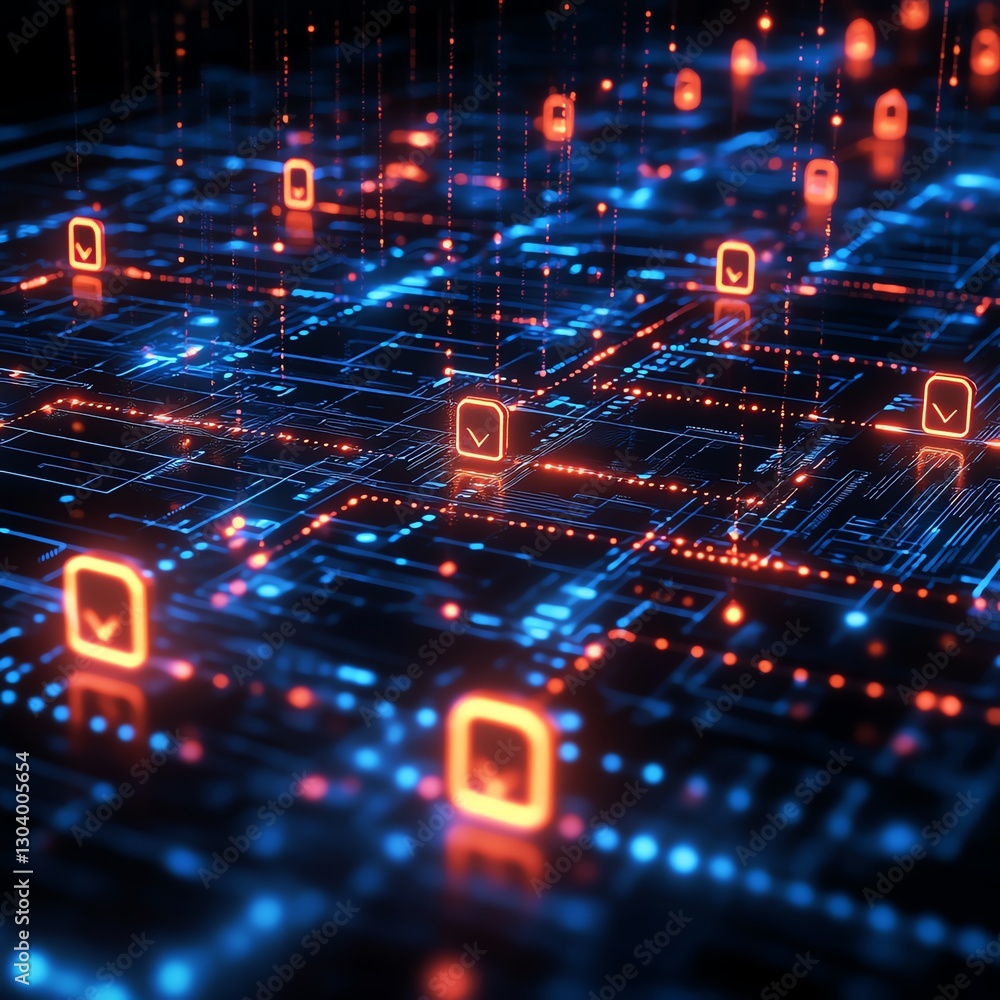 Poster digital data protection, secure network connections, encrypted communication, firewall defense, data