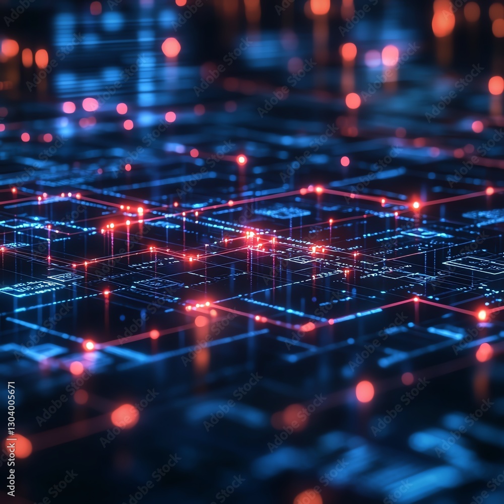 Poster digital encryption technology, data security, network defense system, glowing data flow, secure clou