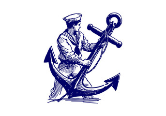 Sailor hand drawn sketch illustration vector