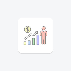 Businessman Growth lineal color icon, vector, pixel perfect, illustrator file
