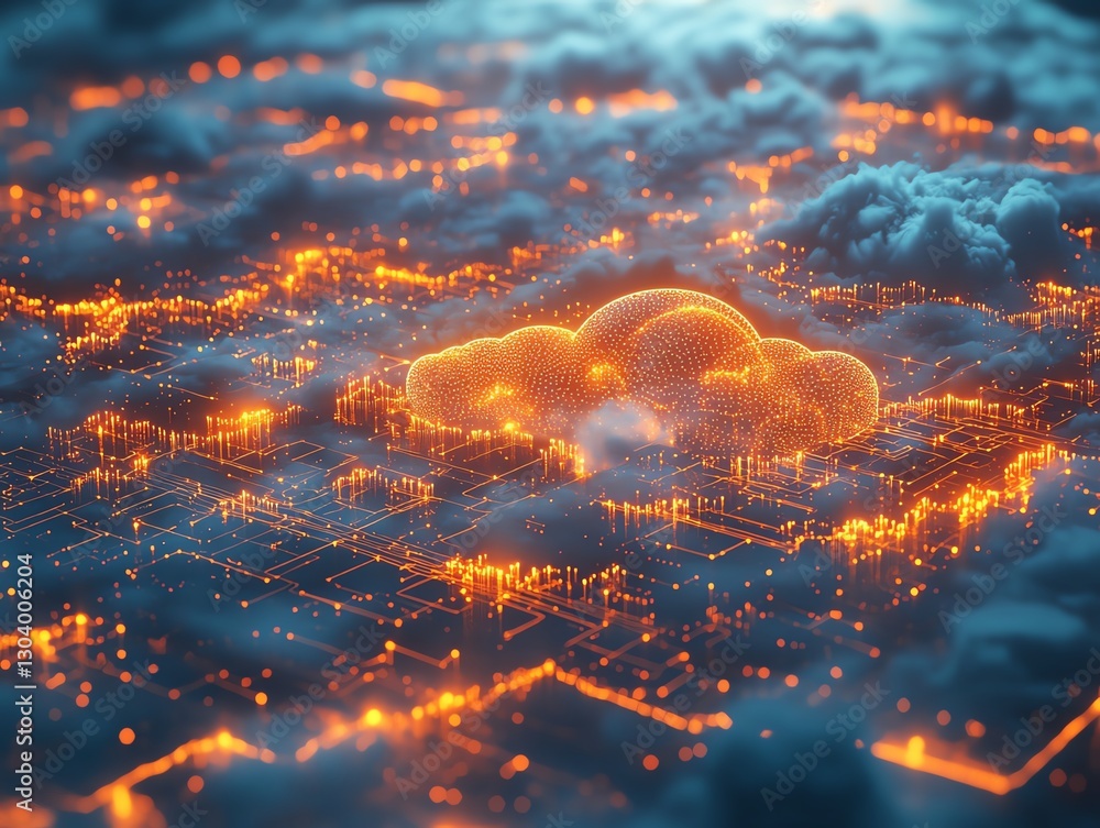 Poster it security concept, cloud data encryption, digital lock protection, cybersecurity network, secure c