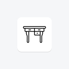 Console Table line icon, vector, pixel perfect, illustrator file