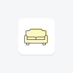 Couch color shadow thinline icon, vector, pixel perfect, illustrator file