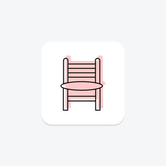Dining Chair color shadow thinline icon, vector, pixel perfect, illustrator file