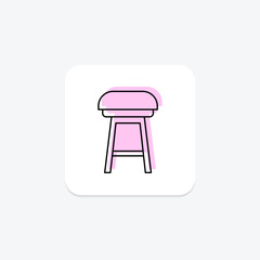 Counter Stool color shadow thinline icon, vector, pixel perfect, illustrator file