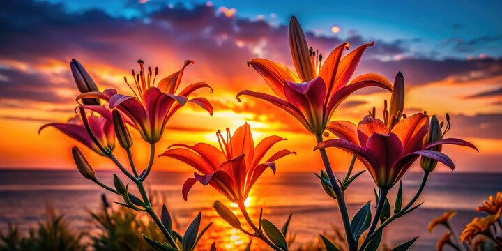 Paradisea Lily Silhouette Photography: Elegant Dark Floral Backlit Images