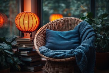 Cozy Reading Nook with Warm Lighting