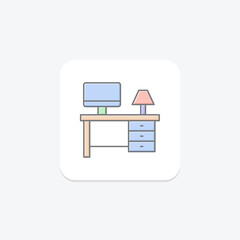 Desk lineal color icon, vector, pixel perfect, illustrator file
