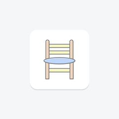 Dining Chair lineal color icon, vector, pixel perfect, illustrator file
