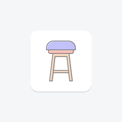 Counter Stool lineal color icon, vector, pixel perfect, illustrator file