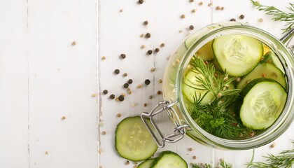 Pickled cucumbers in jar