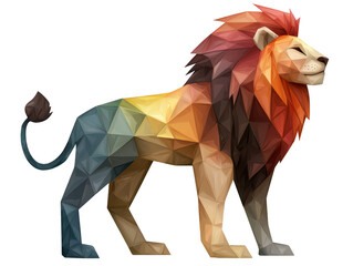 Obraz premium Geometric lion, a majestic polygonal wildlife portrait crafted from triangles 