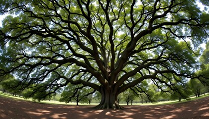 Obraz premium Majestic Panorama of Angel Oak Tree Branches Showcasing Nature's Timeless Beauty and Graceful Canopy