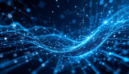 "Digital Horizon: Abstract Blue Futuristic Tech Background"