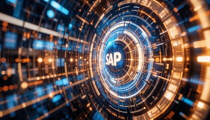 Fototapeta premium SAP Technology Futuristic Abstract Background - Futuristic Technology