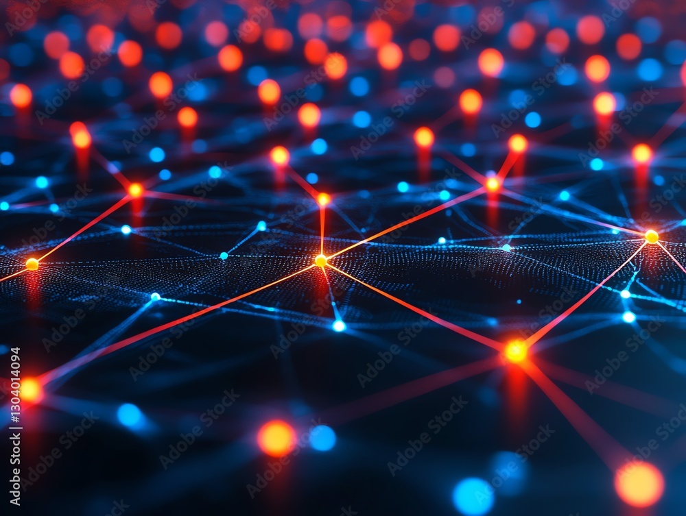Poster Cybersecurity network nodes and connections, symbolizing realtime automated threat detection, hightech futuristic design, glowing digital security grid