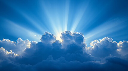 구름속에서 드러나는 찬란한 햇빛