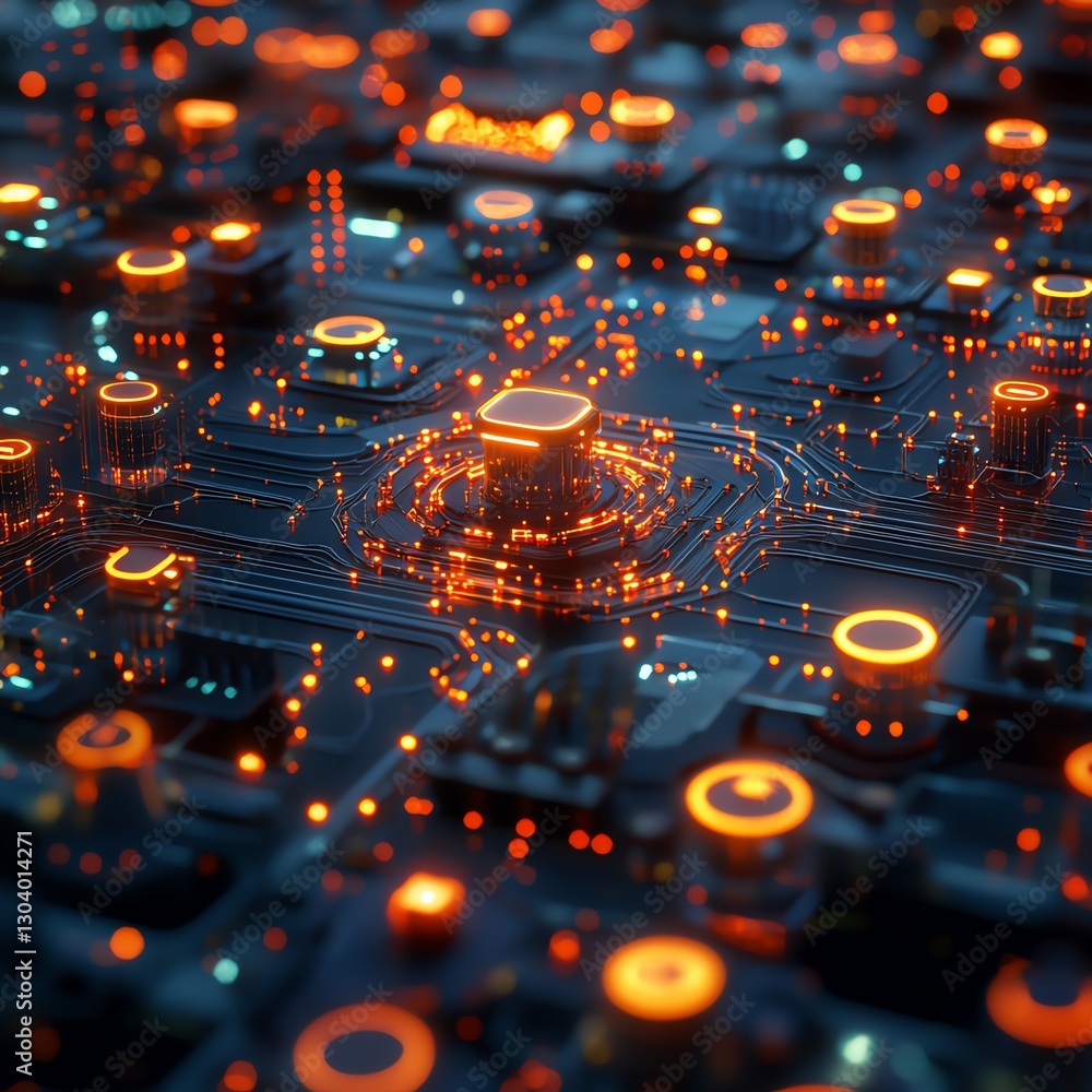 Poster Futuristic network of glowing nodes, automated cybersecurity threat detection, digital defense system, hightech connected grid, cyber security visualization