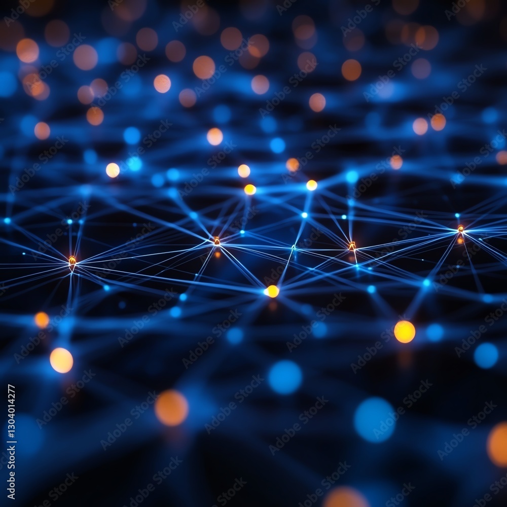 Leinwandbilder futuristic network of nodes and connections, symbolizing realtime automated threat detection, cybers