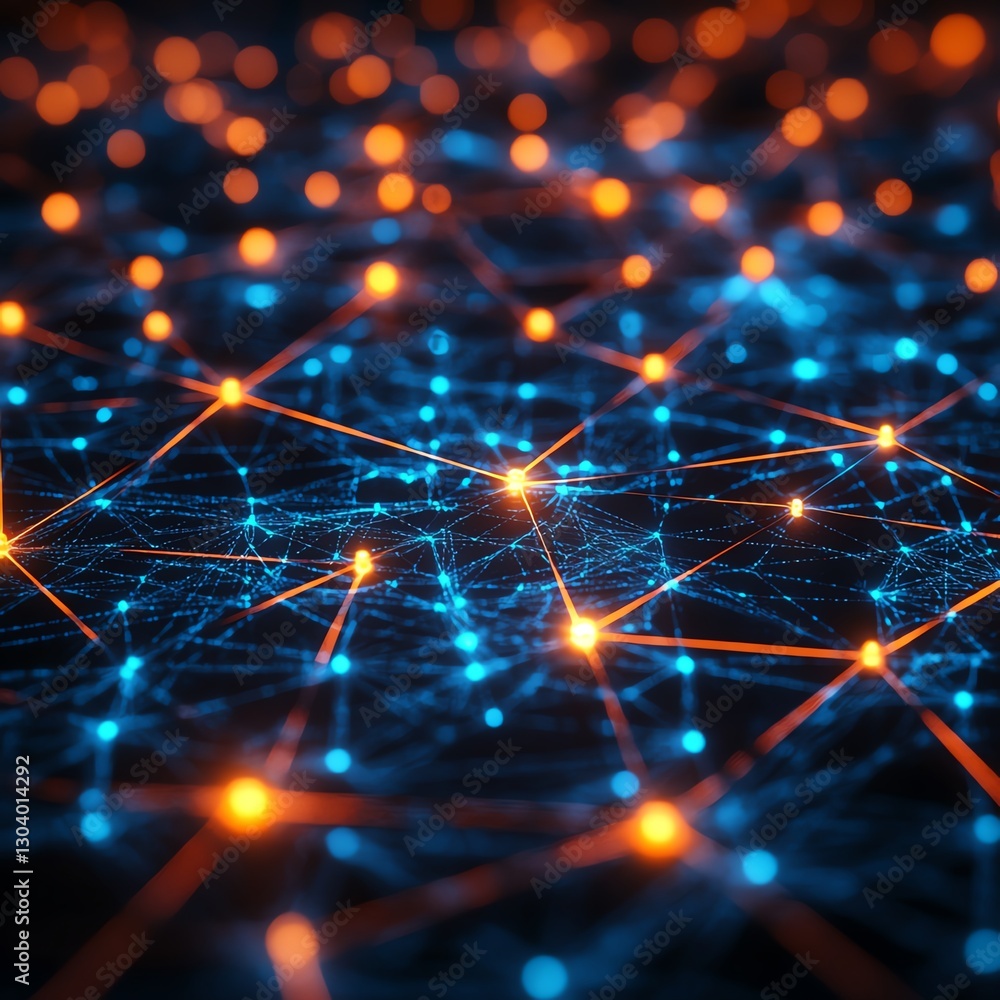 Leinwandbilder futuristic network of nodes and connections, symbolizing realtime automated threat detection, cybers