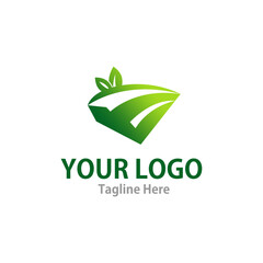 Elegant Logo. Design with a green diamond shape and leaves.