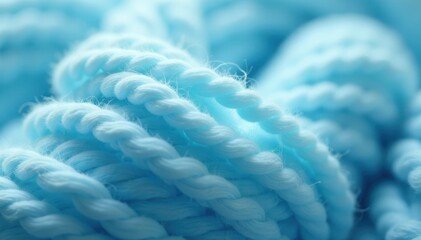 Soft, pale blue yarn texture Close-up detail of spun fibers , delicate, fiber, spun
