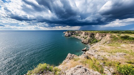 Naklejka premium Dramatic coastal storm cloudscape