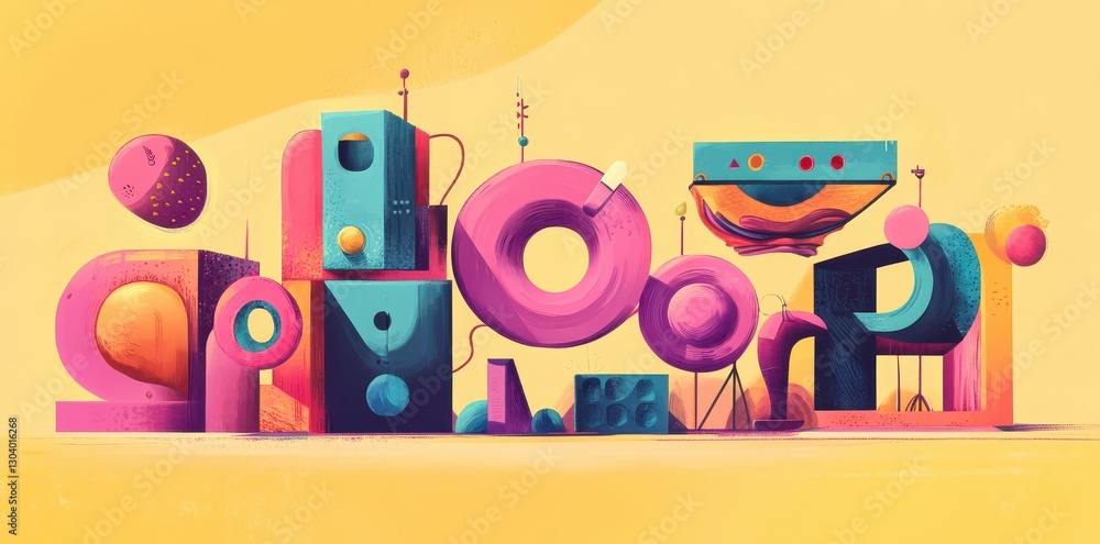 Poster abstract composition of colorful geometric shapes and forms